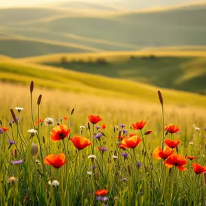 good morning nature images with blooming meadow and fresh morning dew - share free