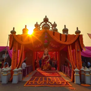 good morning navratri wishes with nine goddess colors and festival light - WhatsApp, warm good morning navratri images design greeting card