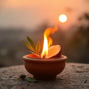 good morning navratri images with marigold garland and sacred diya glow - free HD for good morning navratri images HD pic
