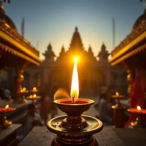 good morning navratri images with marigold garland and sacred diya glow - free HD for good morning navratri images greeting
