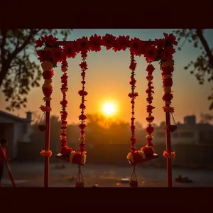 good morning navratri images with marigold garland and sacred diya glow - free HD for good morning navratri images wallpaper