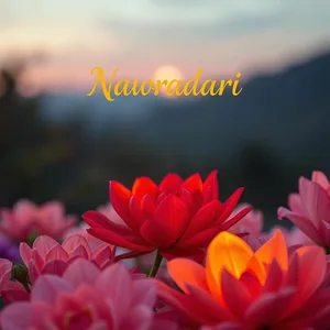 good morning navratri wishes with nine goddess colors and festival light - WhatsApp, warm good morning navratri images design greeting card