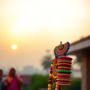 good morning navratri images with marigold garland and sacred diya glow - free HD for good morning navratri images HD pic
