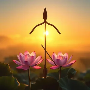 good morning ram images download design featuring soothing divine dharma symbol - good morning ram images with morning sacred bow and arrow with lotus flowers