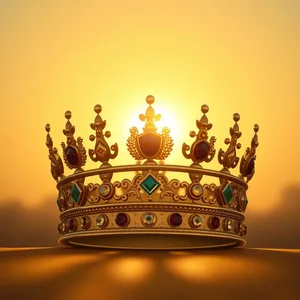 divine kingship - good morning ram images with ornate gold crown with gems at sunrise — vibrant good morning ram images greeting