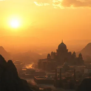 sacred kingdom at dawn - good morning ram images with golden sunrise over ancient royal city for good morning ram images download