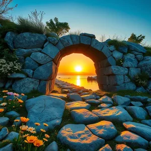 divine engineering - good morning ram images with sacred sacred bridge stones with morning flowers — lovely good morning ram images wallpaper