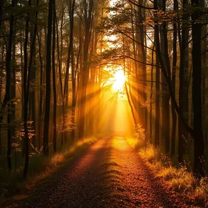 graceful morning golden forest path leading to light — good morning ram images photo art