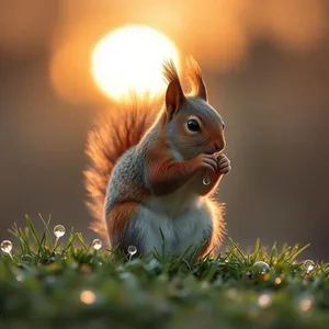 divine loyalty - good morning ram images with sacred squirrel with morning dewdrops for good morning ram images greeting