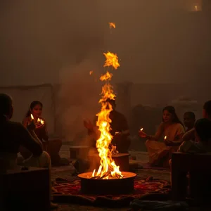 graceful morning sacred fire ceremony, golden flames - good morning ram images — good morning ram images photo art