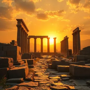 divine history - good morning ram images with golden dawn breaking over ancient sacred ruins for good morning ram images HD pic