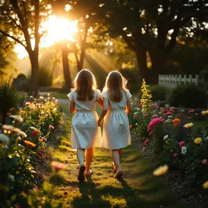 good morning sister images wallpaper graphic featuring elegant flowers blooming - good morning sister images with two sisters walking in morning garden
