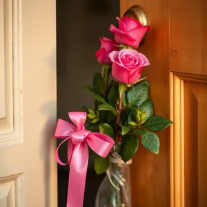 morning gift of fresh roses left at door, dewdrops on petals - good morning sister images, warm good morning sister images photo art