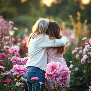 pink and white flowers - good morning sister images with best friends hug in blooming garden at dawn for good morning sister images wallpaper