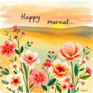hand-painted greeting card with fresh flowers and sunrise colors - good morning sister images, uplifting good morning sister images wishes wallpaper
