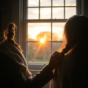 stunning good morning sister images design greeting card: morning braid scene