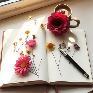 stunning good morning sister images design greeting card: morning journal with pressed flowers, feminine peaceful - good morning sister images