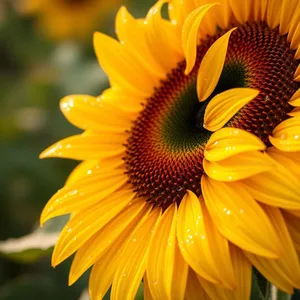 captivating sunflower close-up with morning dew, dark center - good morning sunshine images — good morning sunshine images wishes wallpaper