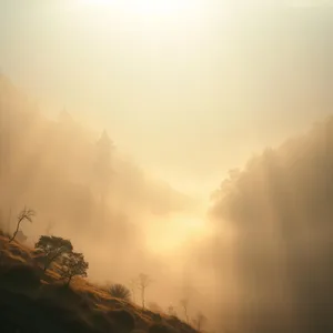 golden columns of light - good morning sunshine images with sunbeams through misty morning valley for good morning sunshine images HD pic