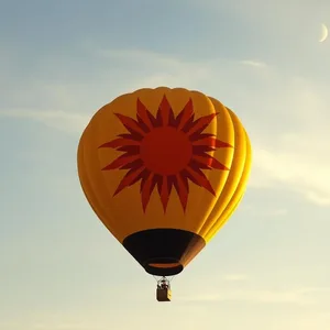 graceful morning hot air balloon with sun pattern rising - good morning sunshine images — good morning sunshine images photo art