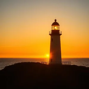 beacon morning with golden sunrise over lighthouse (warm light guiding - good morning sunshine images) for good morning sunshine images HD pic