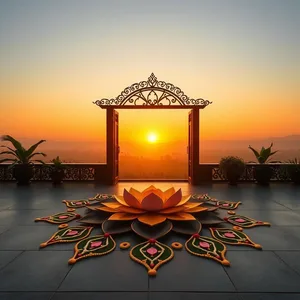 good morning suprabhat images HD pic photo featuring elegant good morning suprabhat wishes with golden deity sunrise and devotion - WhatsApp