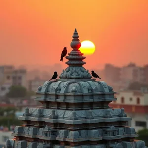 good morning suprabhat images with golden sunrise and Sanskrit blessing - free download, uplifting good morning suprabhat images image WhatsApp picture